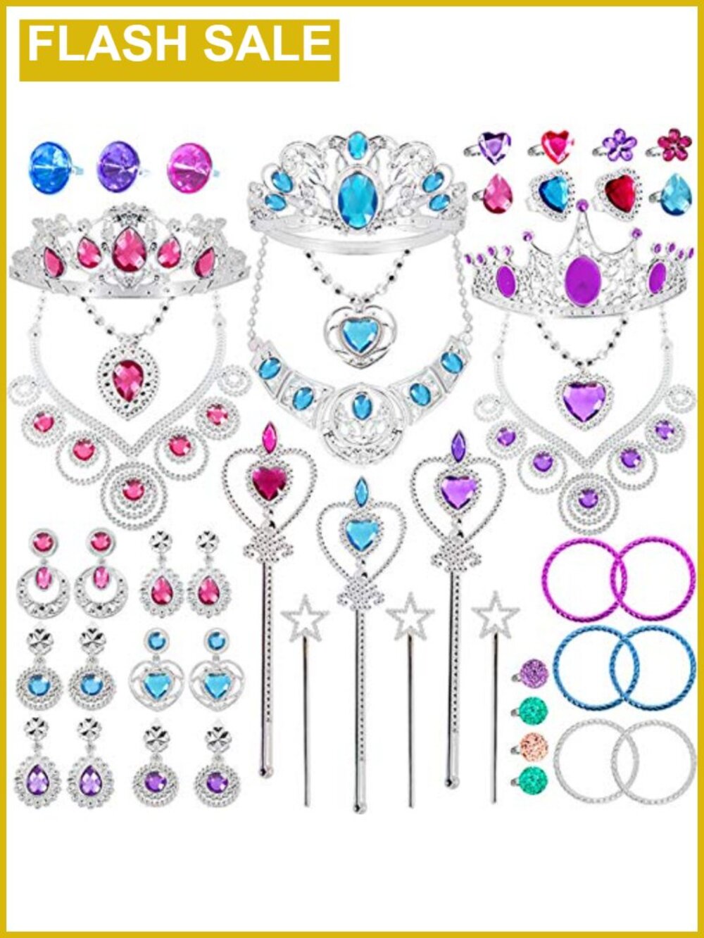48-Piece Princess Dress-Up Jewelry Toy Set for Girls Pretend Play